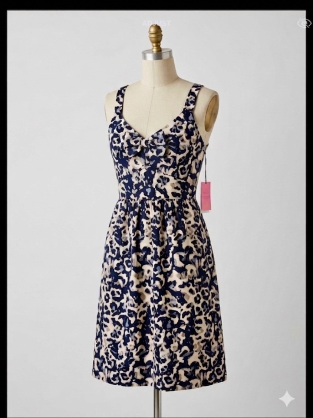 Eve Lavoie B New Leopard Print Bow Accent Fit & Flare Dress Vintage Vibe chic